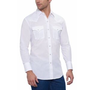 Ely Cattleman White Pearl Snap Western Cowboy Ranch Bar Work Shirt XL 17 1/2